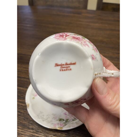 Theodore Haviland Limoges France Antique Teacup Roses with Impressed Stamp - Picture 5 of 11